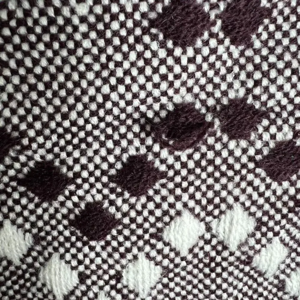 West Elm Throw Blanket Diamond Dot Decorative Burgundy White 44x56 Fringe